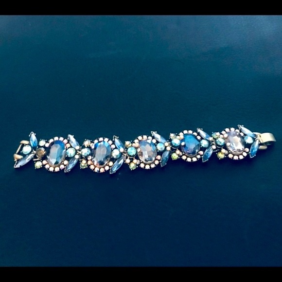 Rare Bassett Vintage Smokie Blue Crystal Bracelet - Picture 3 of 7